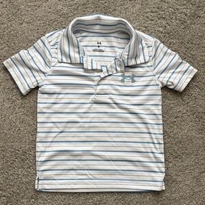 Under Armour Blue and White Striped Polo Shirt
